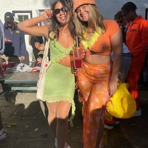 Green Oh Polly Cutout Ruffle Dress